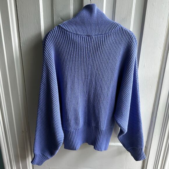 STAUD Kirby Chunky Knit Ribbed Quarter Zip Sweater Periwinkle - Picture 6 of 8